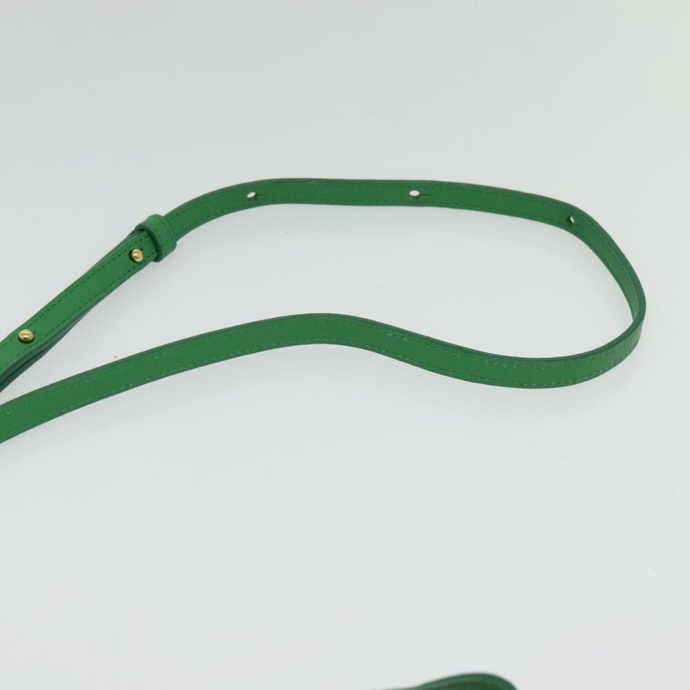 Authentic CELINE Trio Shoulder Bag Leather Green Gold - Picture 15 of 16